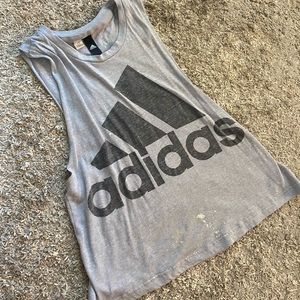 Vintage grey, sleeveless Adidas logo top Size medium